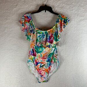 Ralph Lauren Women's Tropical Off-Shoulder Ruffled One-Piece Swimsuit Size 6 NWT